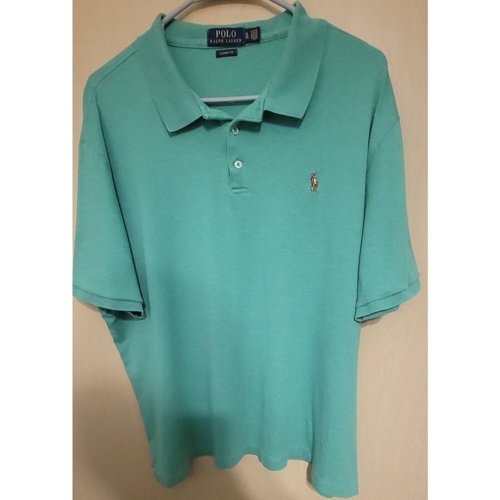 Polo ralph lauren polo shirt XL Green Natural Pony Blue Label Preppy Equestrian
